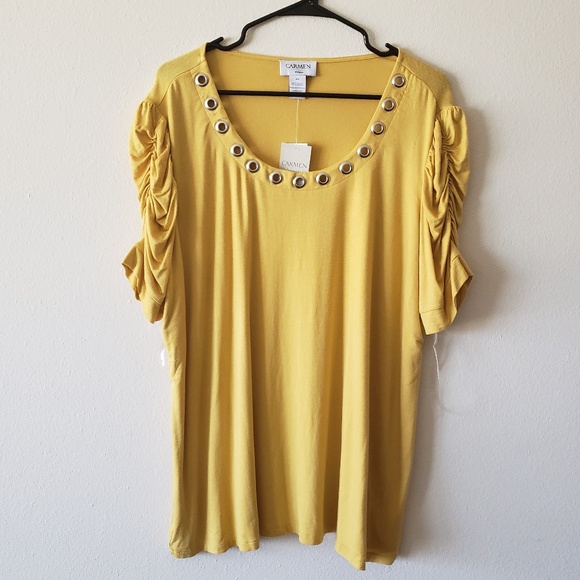 Carmen Marc Valvo Tops - Plus Size Blouse Womens 2x Mustard Yellow NWT